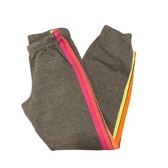 Aviator Nation Pants - Aviator Nation Gray Sweatpants Neon Five Stripe Size XS